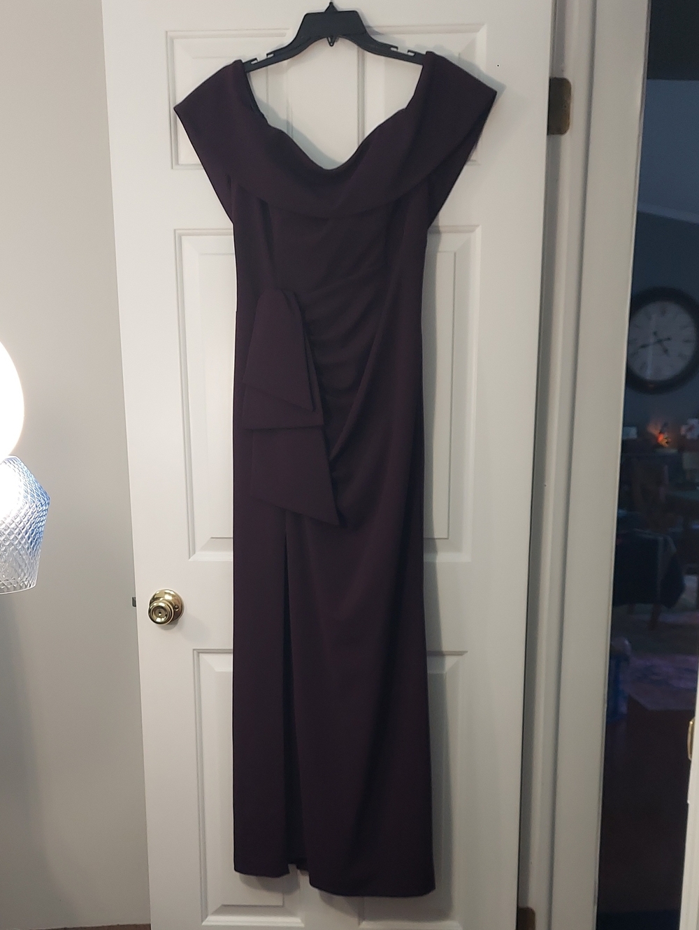 Xscape Off-Shoulder Plum Mother Of The Bride/ Groom Dress